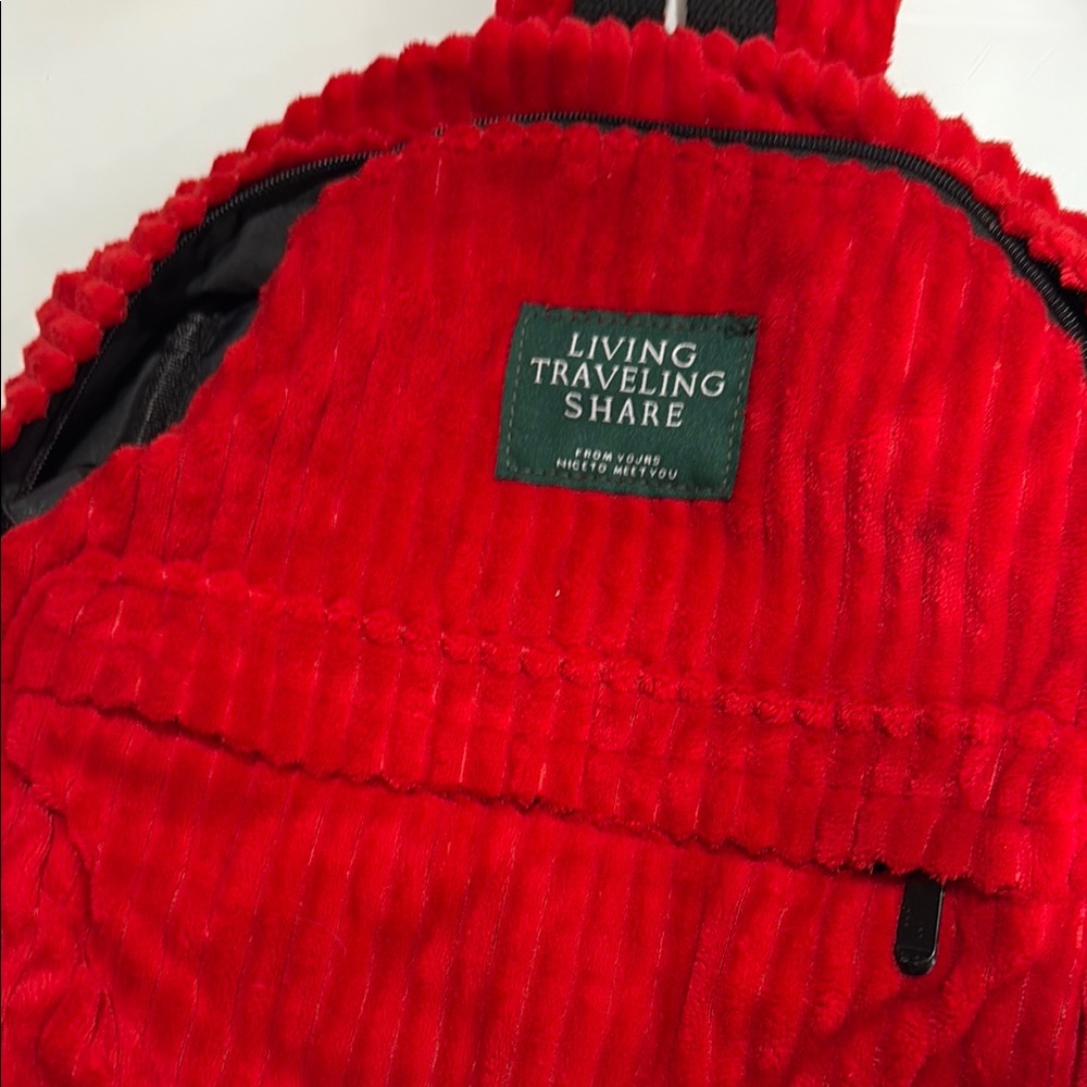 Living Traveling Share Red Corduroy Backpack